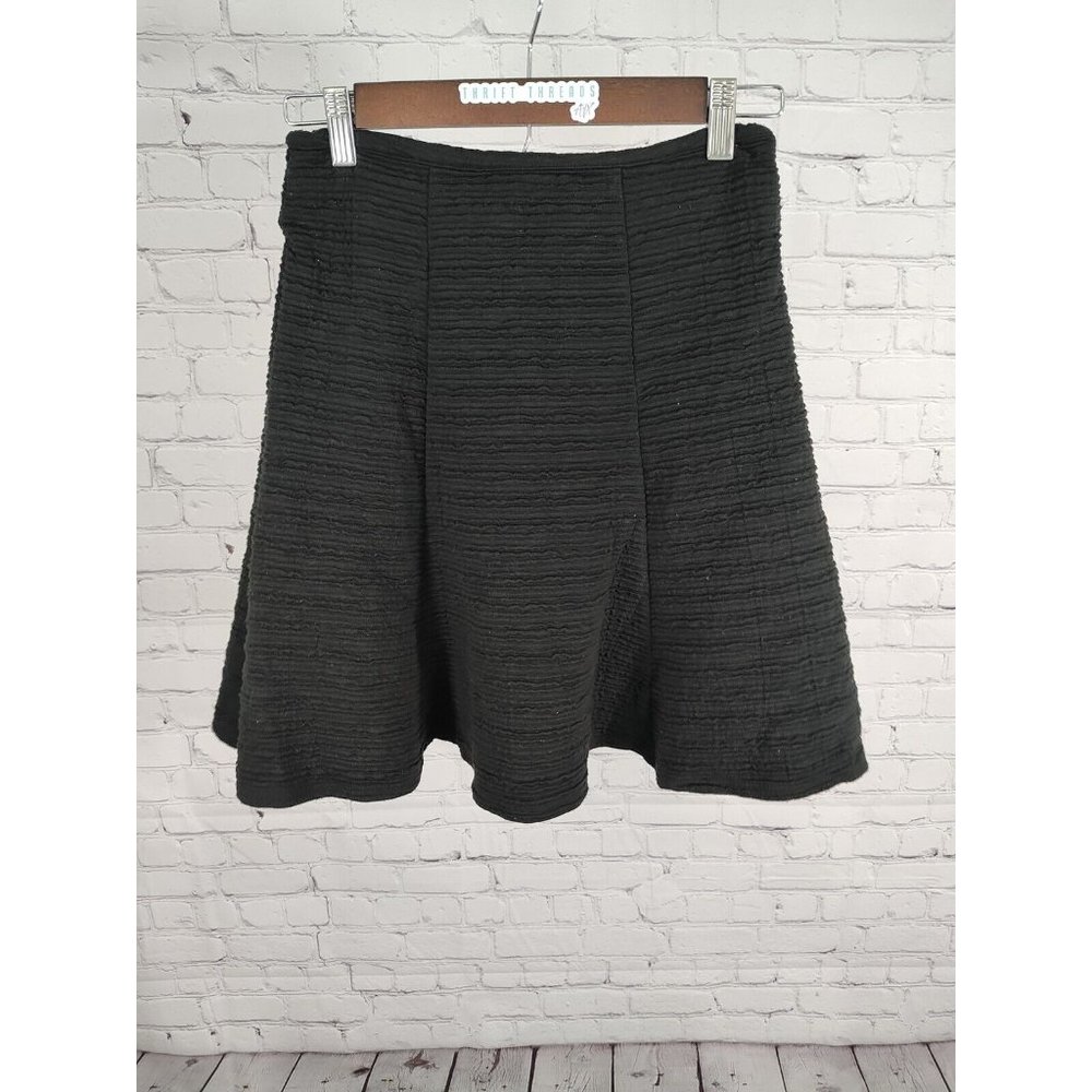 Maeve Anthropologie Y2K A Line Skater Ruched Black Zip Up Skirt Size XS